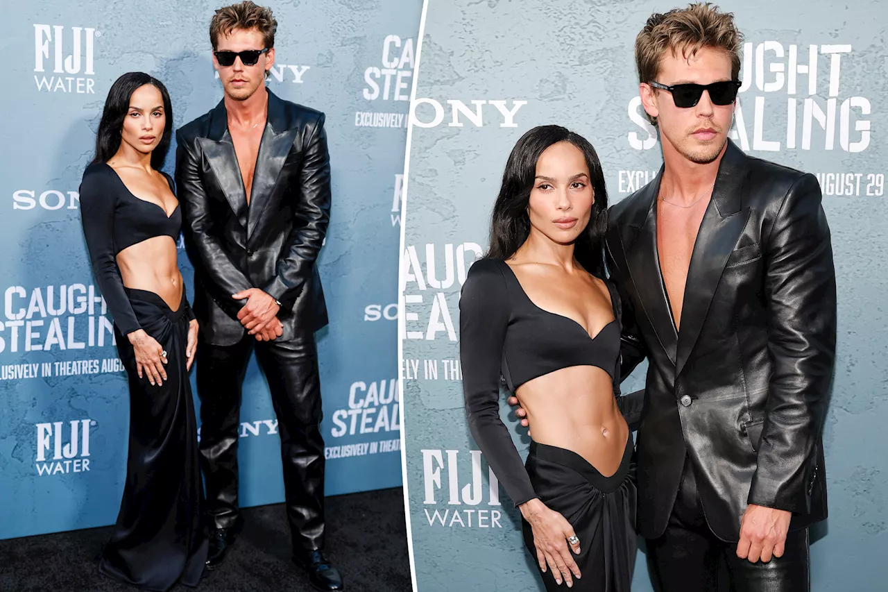 Zoë Kravitz and Austin Butler show some skin in coordinating looks on 'Caught Stealing' red carpet