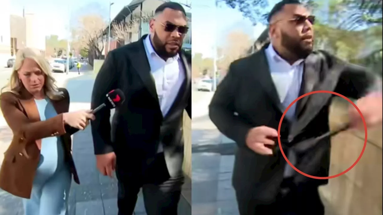 Shocking moment as man grabs and hurls pregnant reporter’s microphone