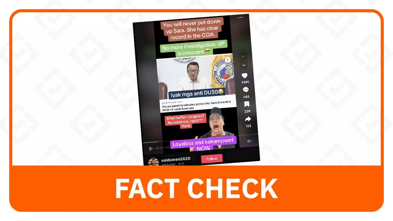 FACT CHECK: House panel probe closure didn’t ‘clear’ Sara Duterte of fund misuse