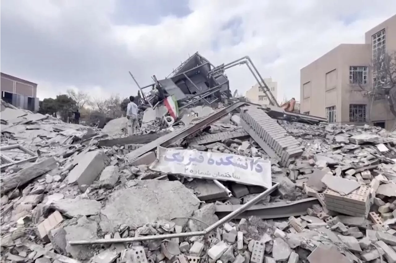 Iran University of Science and Technology building reduced to rubble by Israeli airstrike