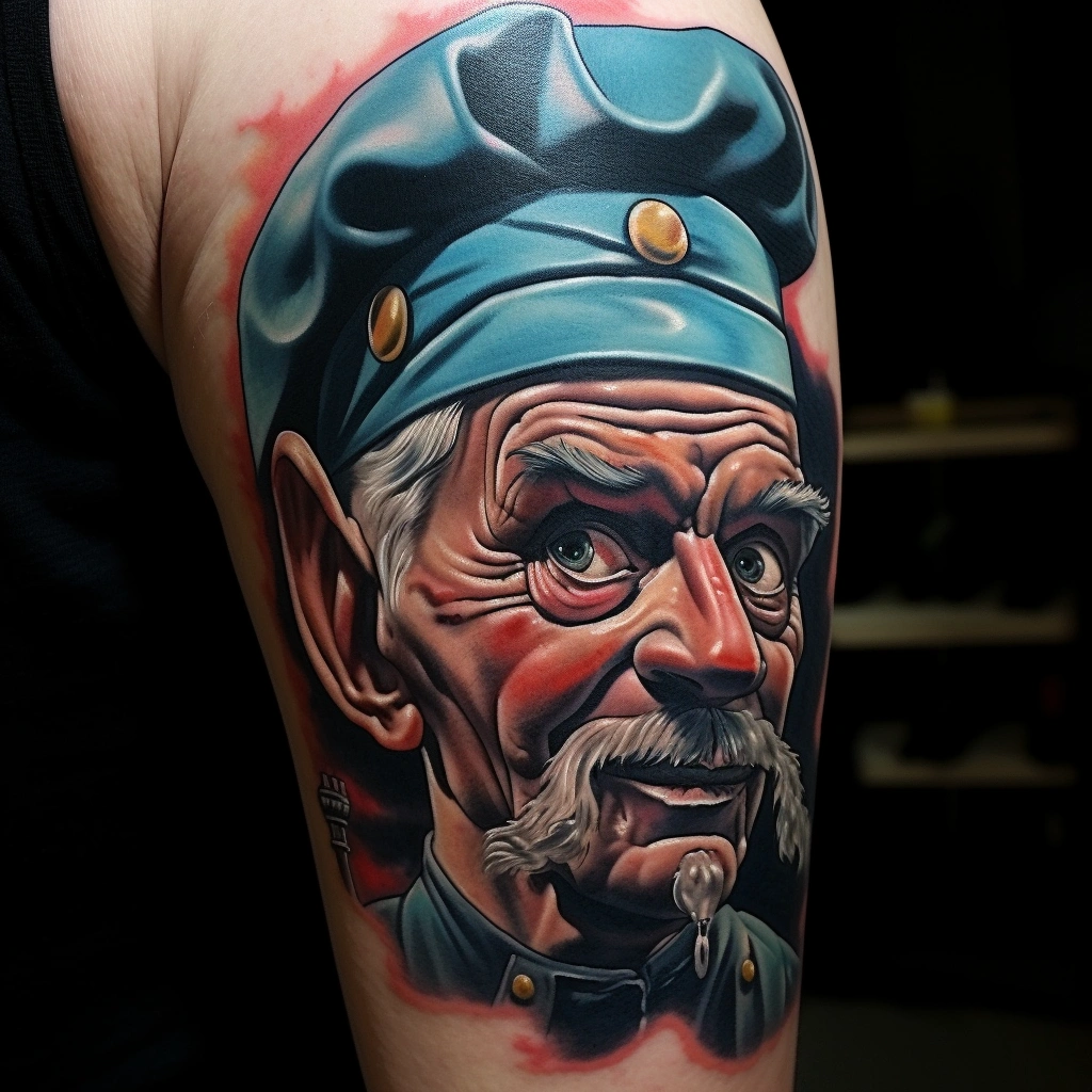 Popeye Photorealistic Neo Traditional Style Tattoo | Photos