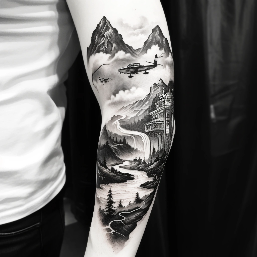 Fine Line Mountain Tattoo Examples