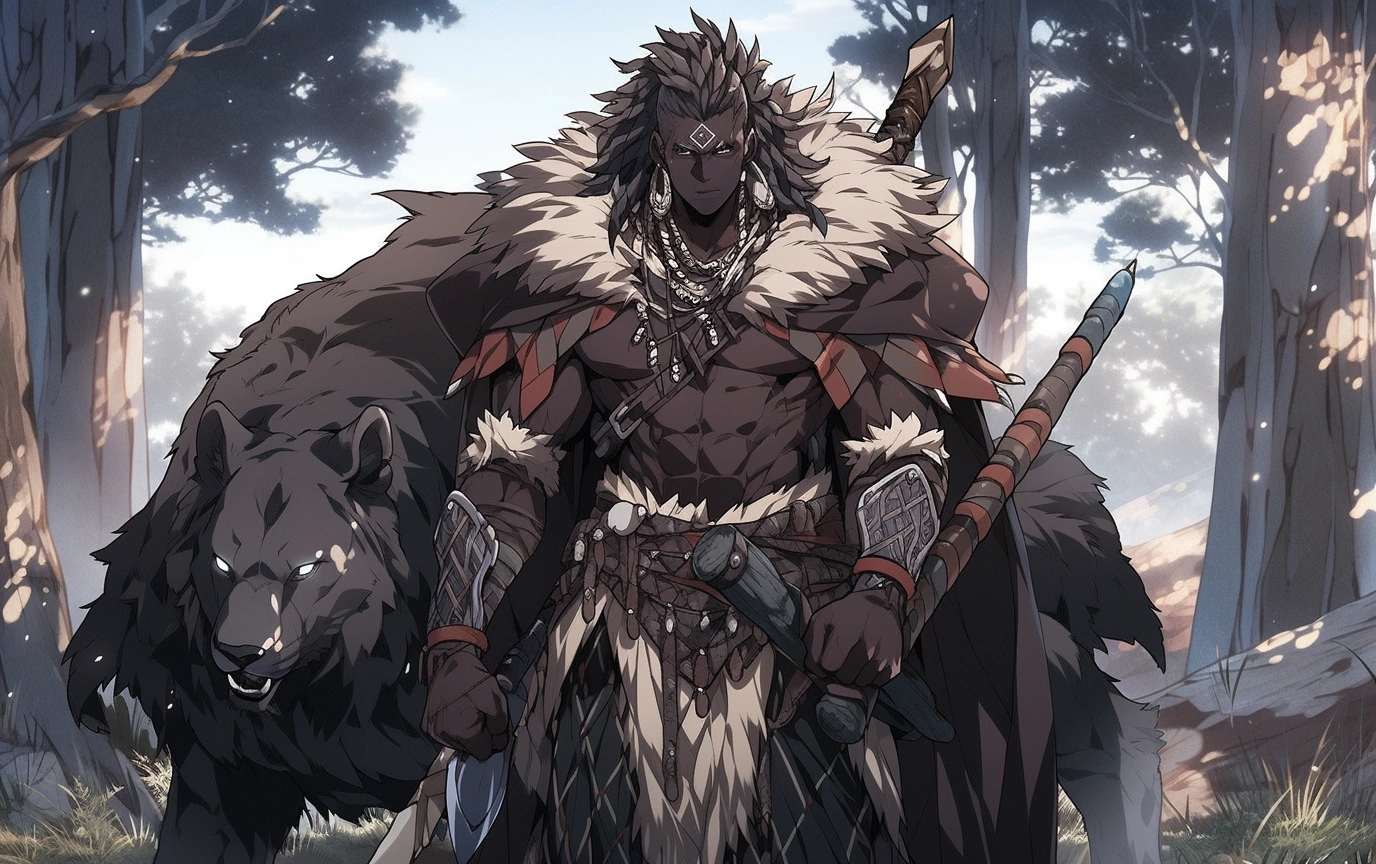 Fate Anime Series Style Full Body of Nimrod the Mighty Hunter as a Dark  Skin Wildman Bigfoot Sasquatch Denisovan | Photos